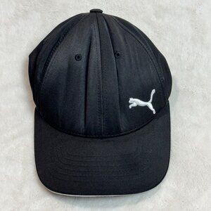 Puma FlexFit Baseball Cap Lightweight Stretch Embroidered Logo Black Mens S/M